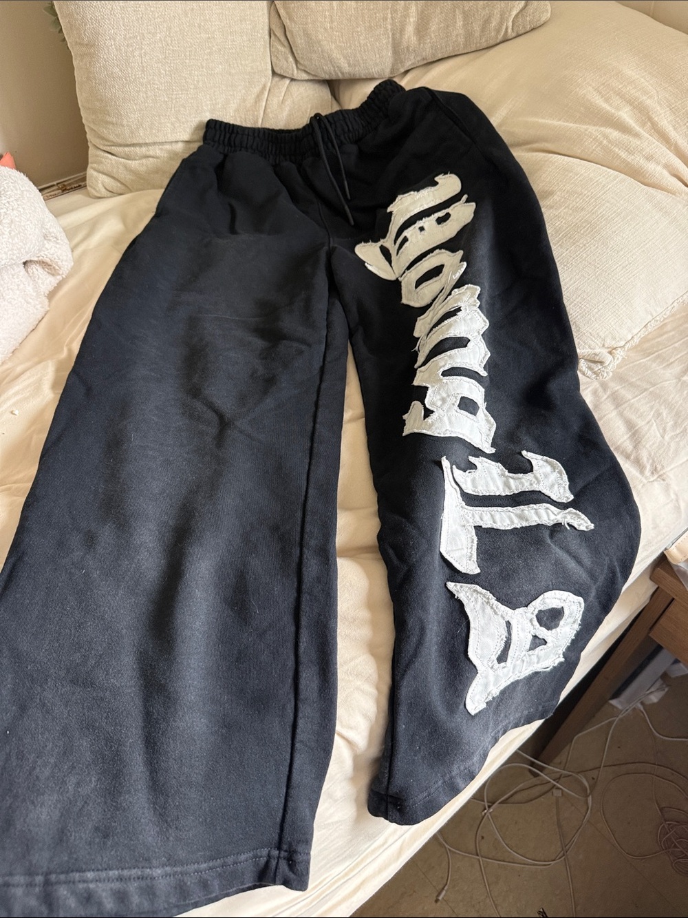 YoungLA Black Sweatpants with White Graphic